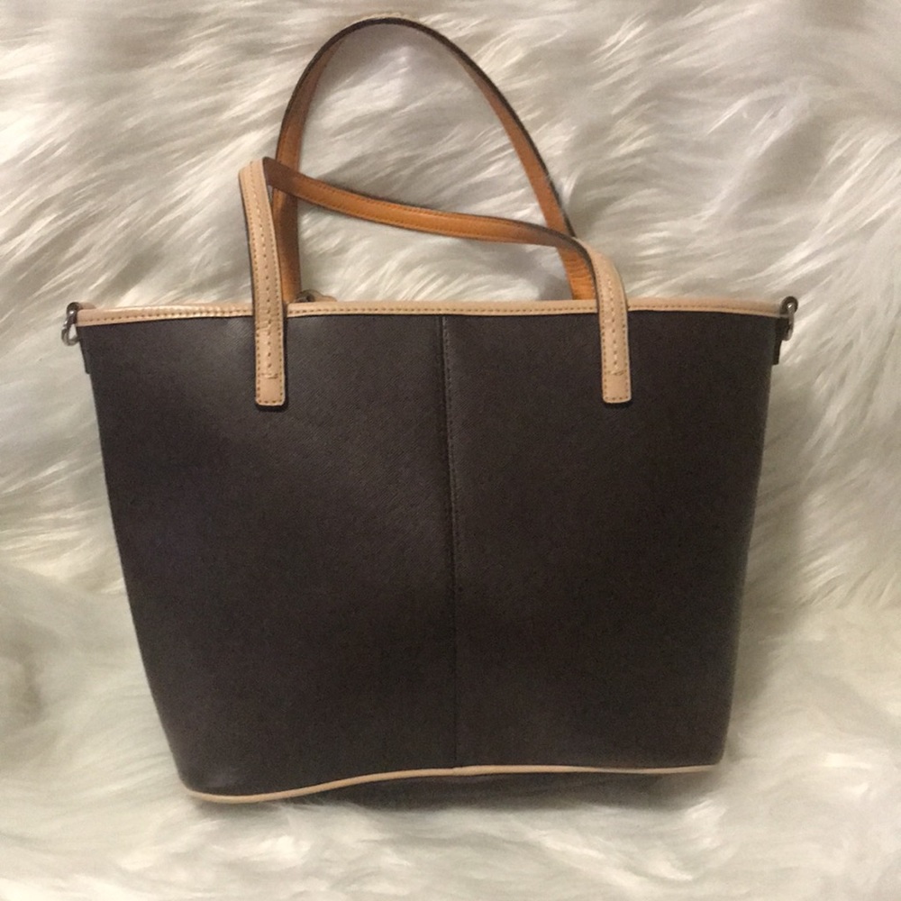 Coach City Metro Park F24341 Saffiano Brown Beige Leather Tote Bag - Picture 5 of 12
